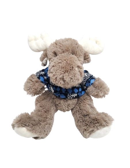 Moose Plushie with Blue Sweater