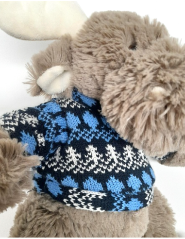 Moose Plushie with Blue Sweater
