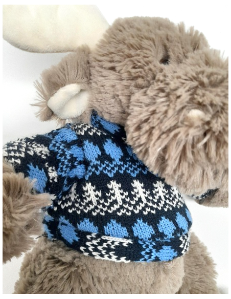 Moose Plushie with Blue Sweater