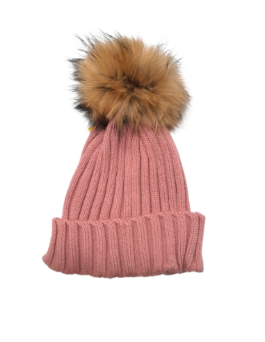Rosa Mössa med Tvättbjörnspäls