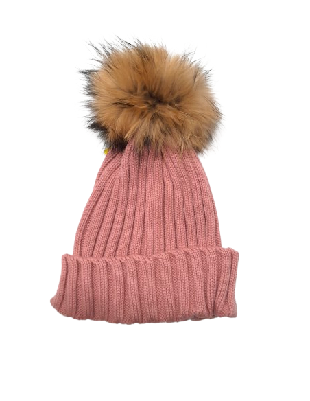 Rosa Mössa med Tvättbjörnspäls